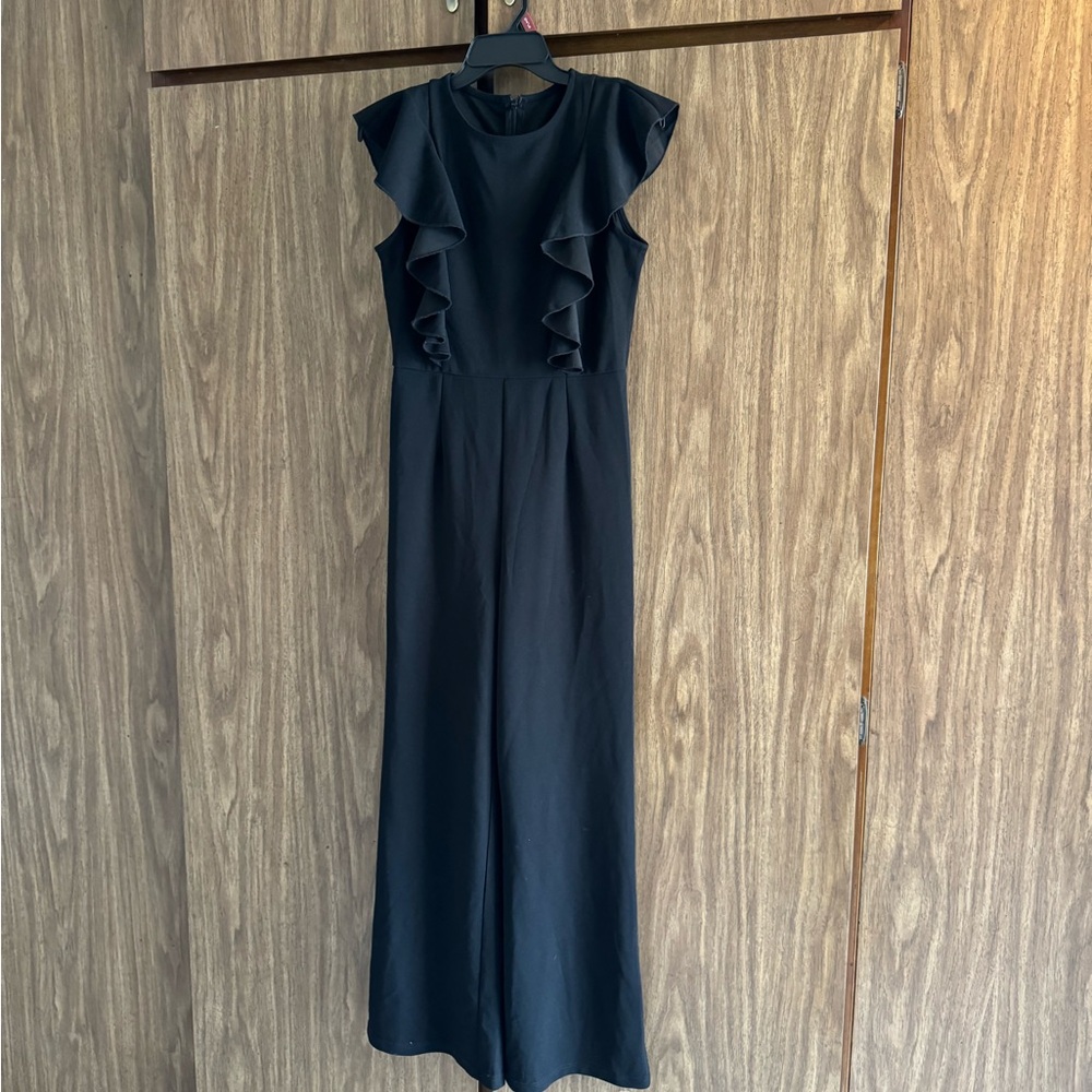 Elegant Black Ruffle Sleeve Jumpsuit